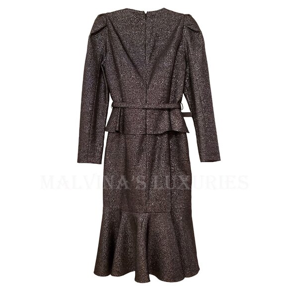 MICHAEL KORS COLLECTION DRESS WOOL LONG SLEEVE CASCADE ASYMMETRIC sz US 6 - Picture 3 of 8